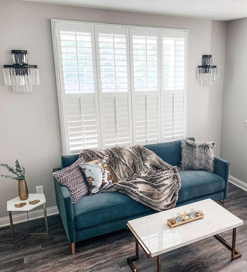 Plantation shutters in a living room